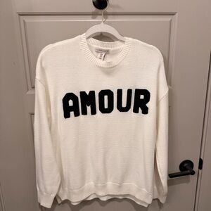 White Sweater with Black 'AMOUR'
